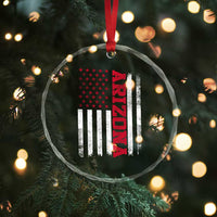 Arizona Pride Crystal Glass Ornament Vintage American Flag Distressed Varsity Aesthetic Letters AZ State