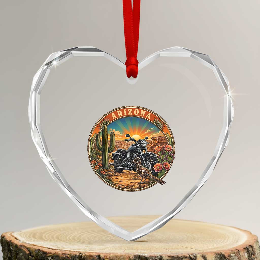 Arizona Pride Heart Crystal Glass Ornament Adventure Scenic Journey Southwest USA
