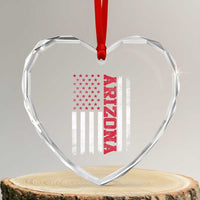 Arizona Pride Heart Crystal Glass Ornament Vintage American Flag Distressed Varsity Aesthetic Letters AZ State