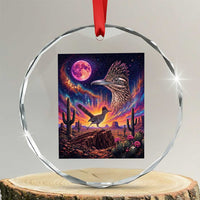 Arizona Roadrunner Vintage Desert Moon Retro Cactus Crystal Glass Ornament 90s Southwest Wildlife Bird Animal Lover