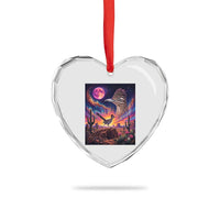 Arizona Roadrunner Vintage Desert Moon Retro Cactus Heart Crystal Glass Ornament 90s Southwest Wildlife Bird Animal Lover