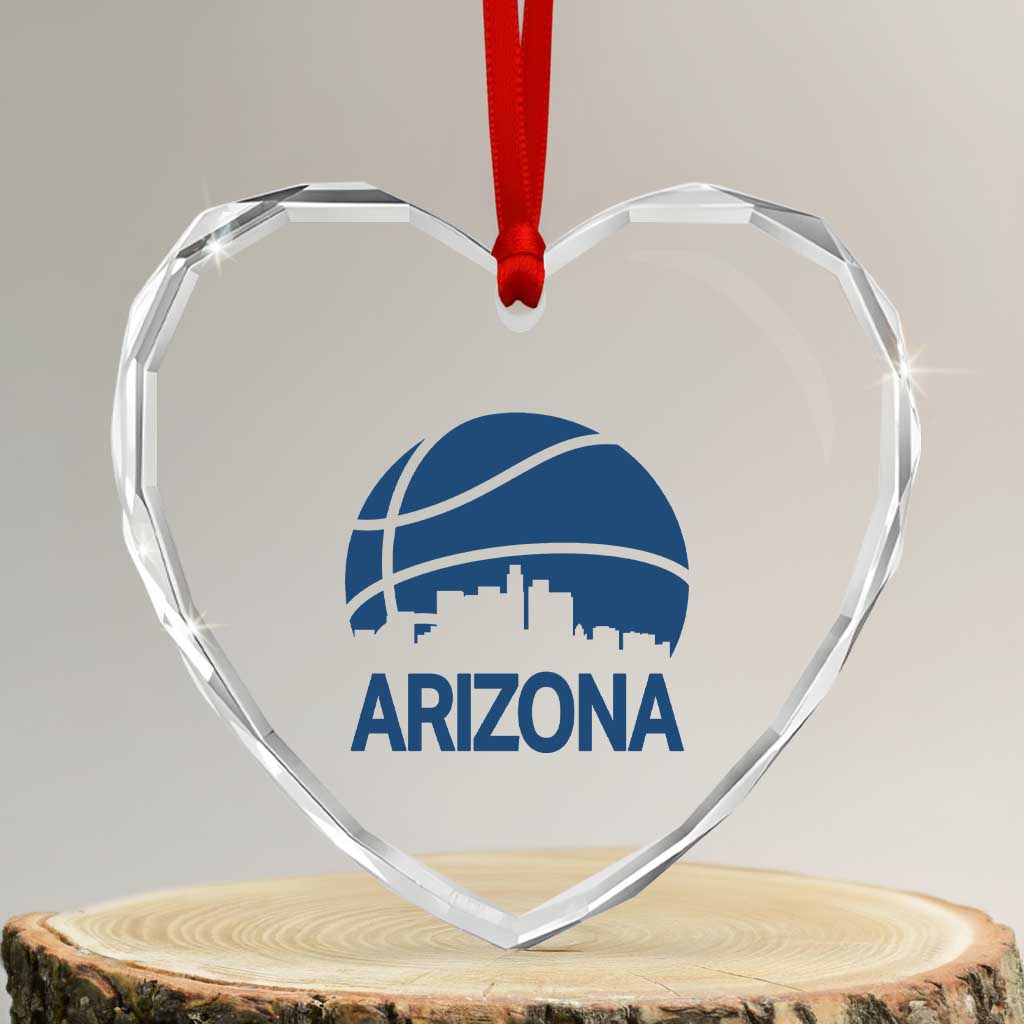 Arizona Skyline Pride Heart Crystal Glass Ornament Gift For Basketball Fan