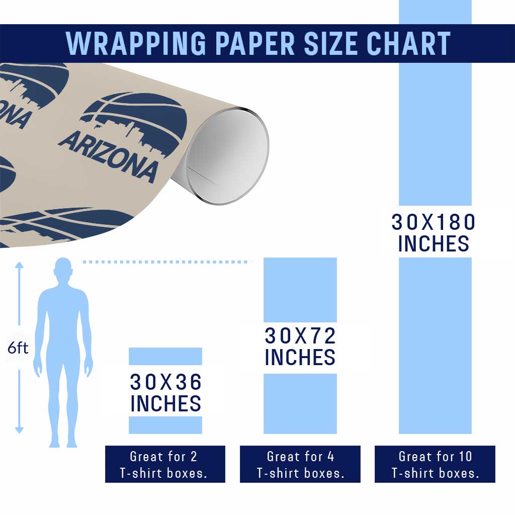 Arizona Skyline Pride Wrapping Paper Roll Gift For Basketball Fan