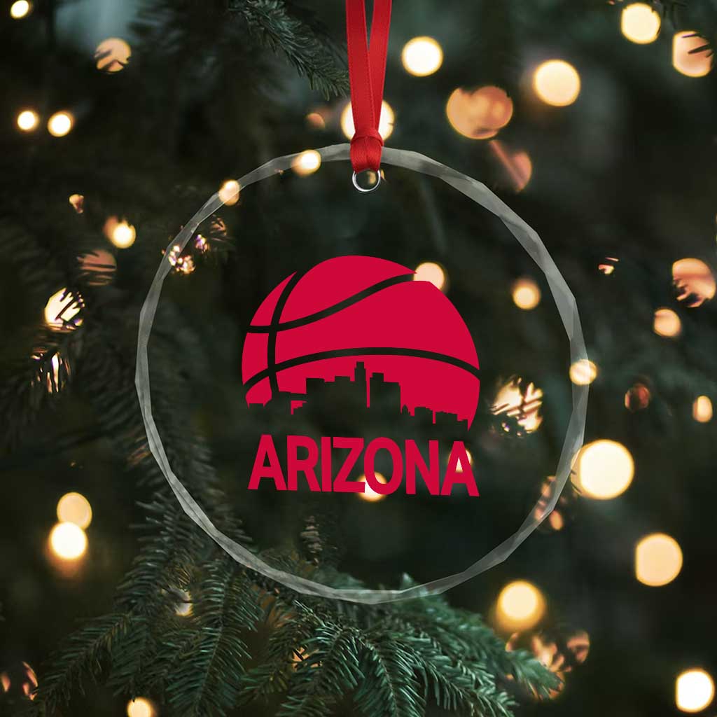 Arizona Skyline State Pride Crystal Glass Ornament Modern Urban Hoops Basketball
