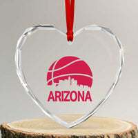 Arizona Skyline State Pride Heart Crystal Glass Ornament Modern Urban Hoops Basketball