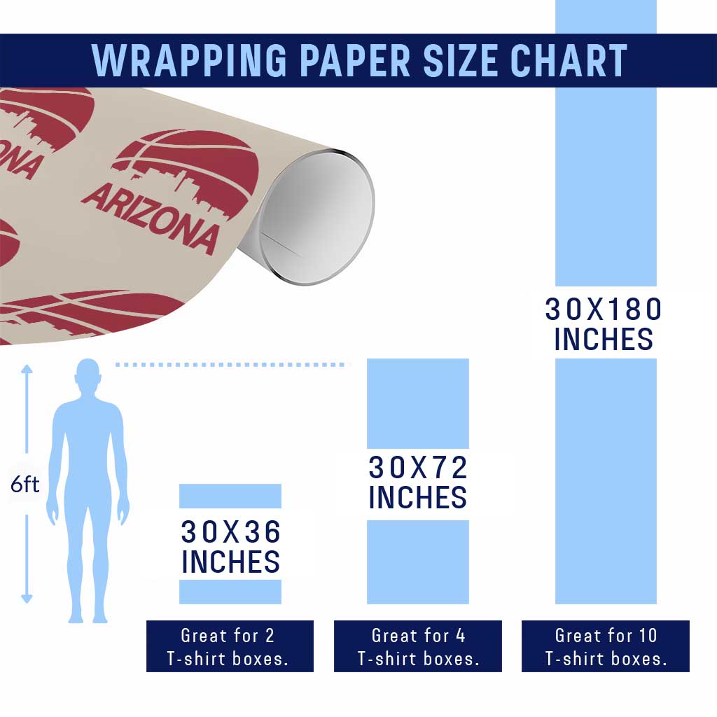Arizona Skyline State Pride Wrapping Paper Roll Modern Urban Hoops Basketball