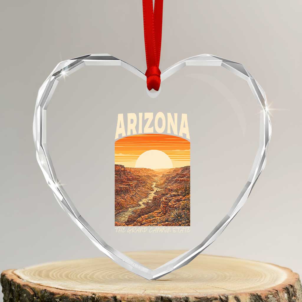 Arizona Souvenir Grand Canyon State Heart Crystal Glass Ornament Saguaro Cactus Road Trip