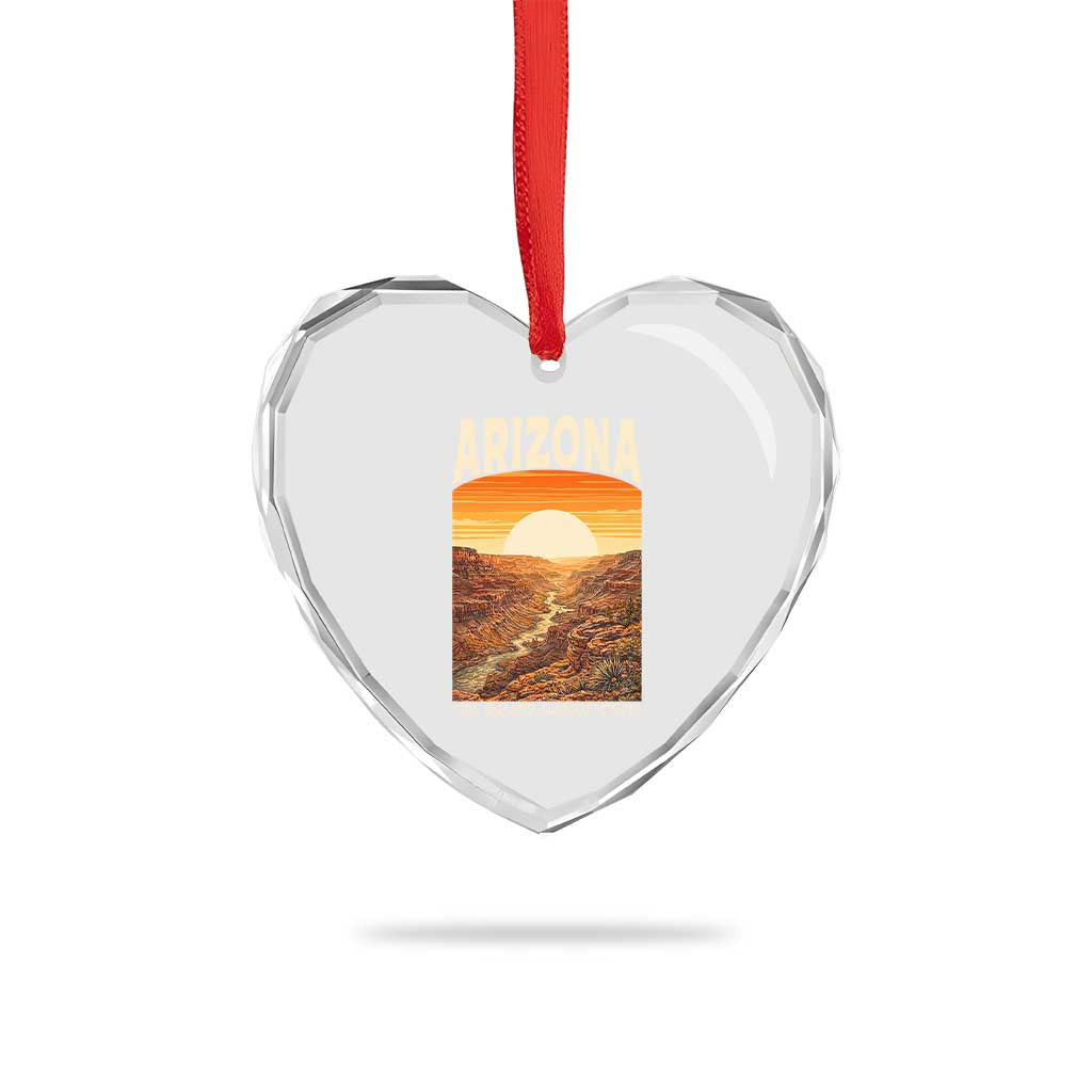 Arizona Souvenir Grand Canyon State Heart Crystal Glass Ornament Saguaro Cactus Road Trip