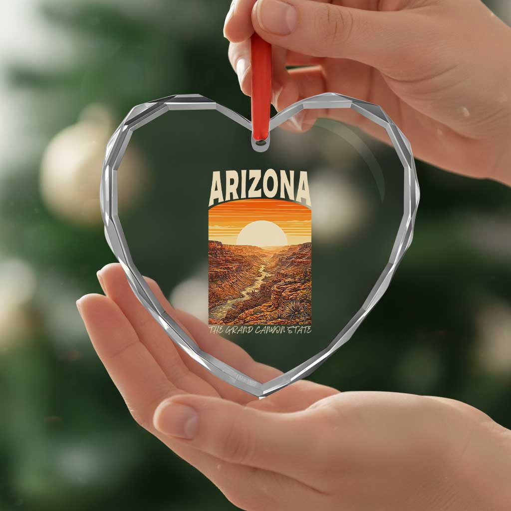 Arizona Souvenir Grand Canyon State Heart Crystal Glass Ornament Saguaro Cactus Road Trip