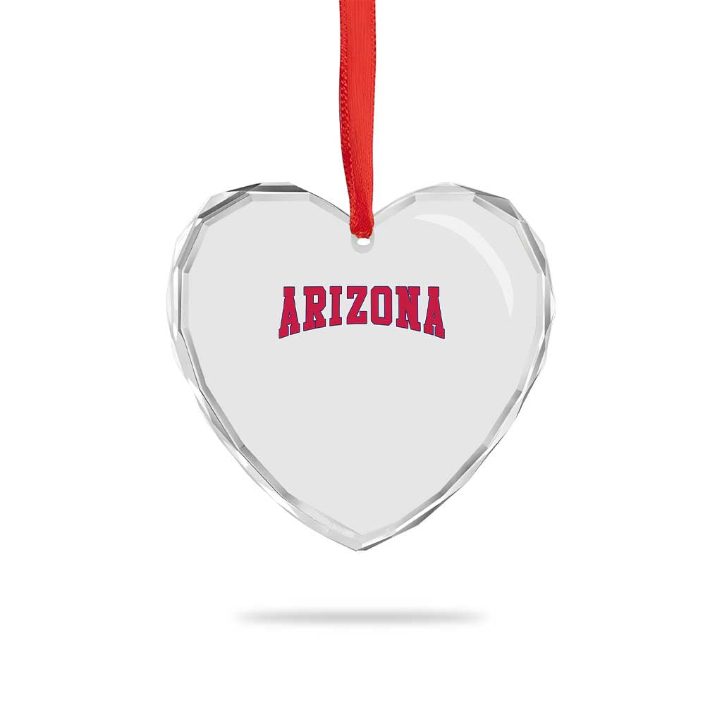 Arizona Sports Fan Vintage Bold Throwback AZ State Heart Crystal Glass Ornament