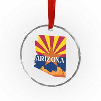 Arizona State Flag Map Graphic Crystal Glass Ornament Southwest Sunburst Cactus State Pride Souvenir