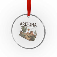 Arizona State Map Desert Landscape Cactus Southwest Crystal Glass Ornament