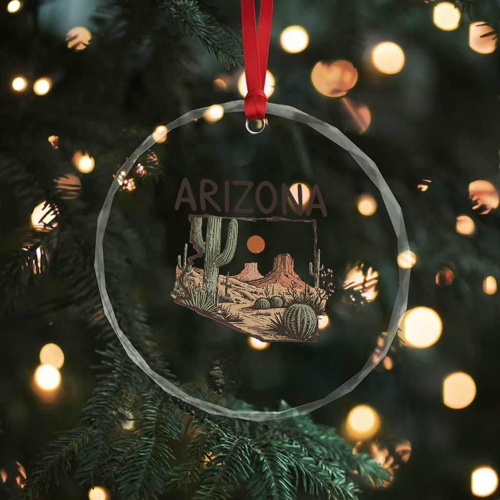 Arizona State Map Desert Landscape Cactus Southwest Crystal Glass Ornament
