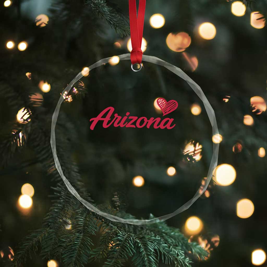 Arizona State Pride Crystal Glass Ornament Clean Word Art Minimalist Graphic