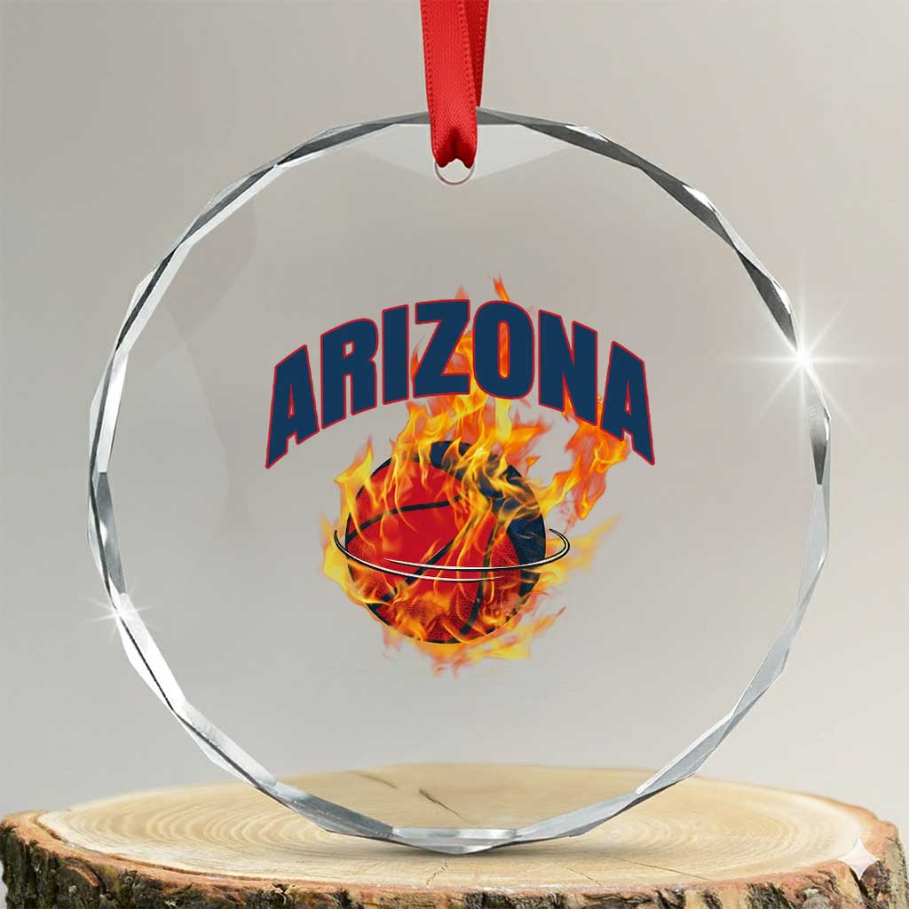 Arizona State Pride Crystal Glass Ornament Flaming Basketball Coach Gift