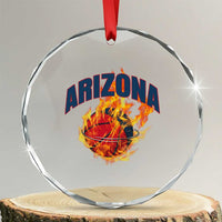 Arizona State Pride Crystal Glass Ornament Flaming Basketball Coach Gift