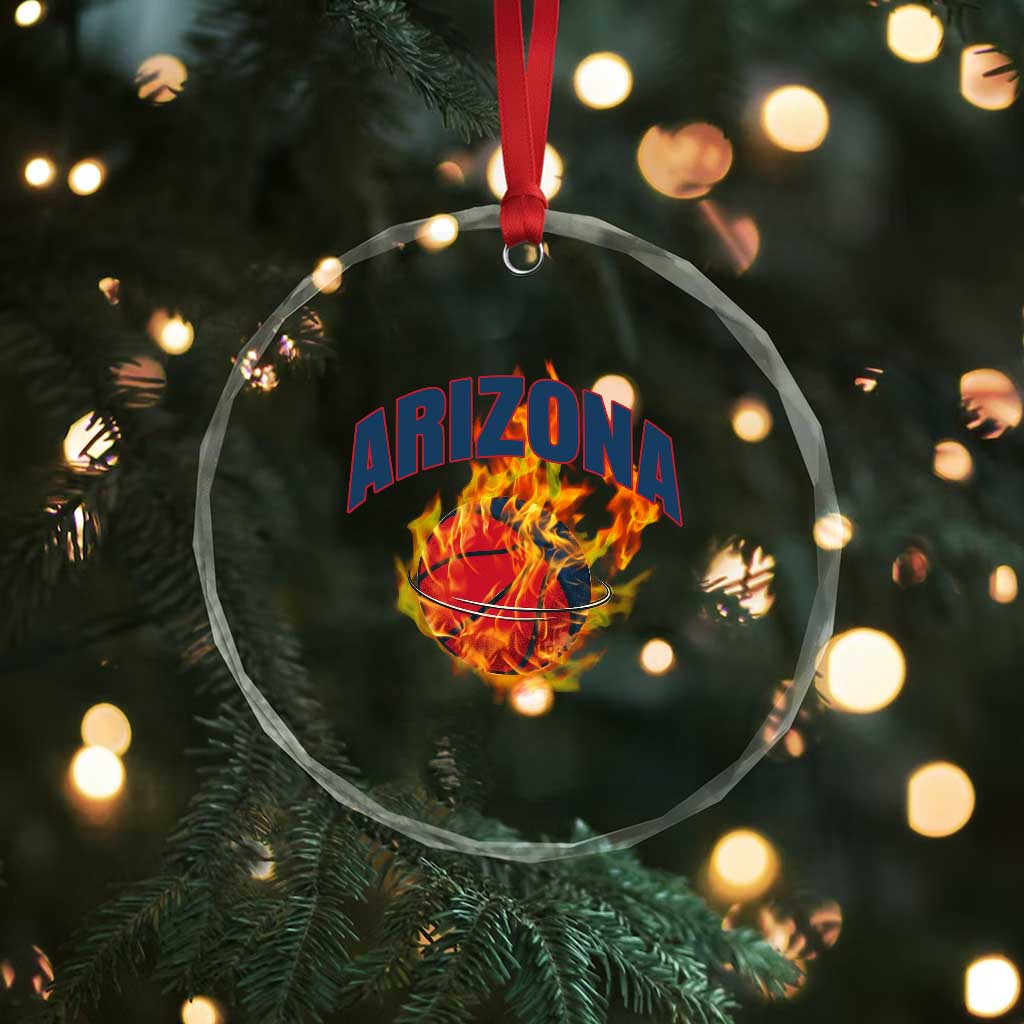 Arizona State Pride Crystal Glass Ornament Flaming Basketball Coach Gift