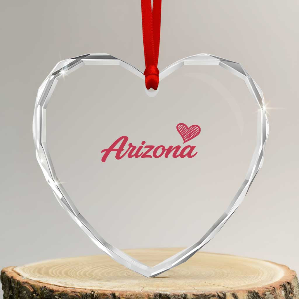 Arizona State Pride Heart Crystal Glass Ornament Clean Word Art Minimalist Graphic
