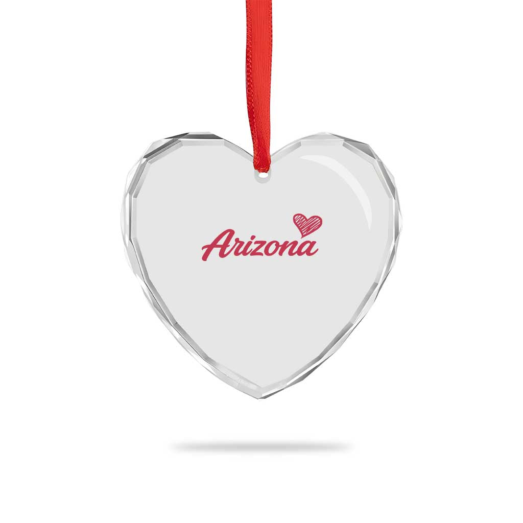 Arizona State Pride Heart Crystal Glass Ornament Clean Word Art Minimalist Graphic