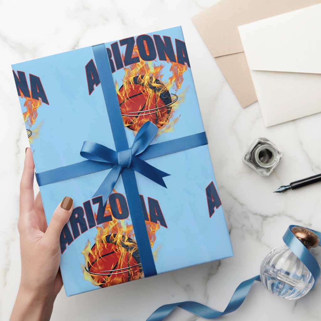 Arizona State Pride Wrapping Paper Roll Flaming Basketball Coach Gift