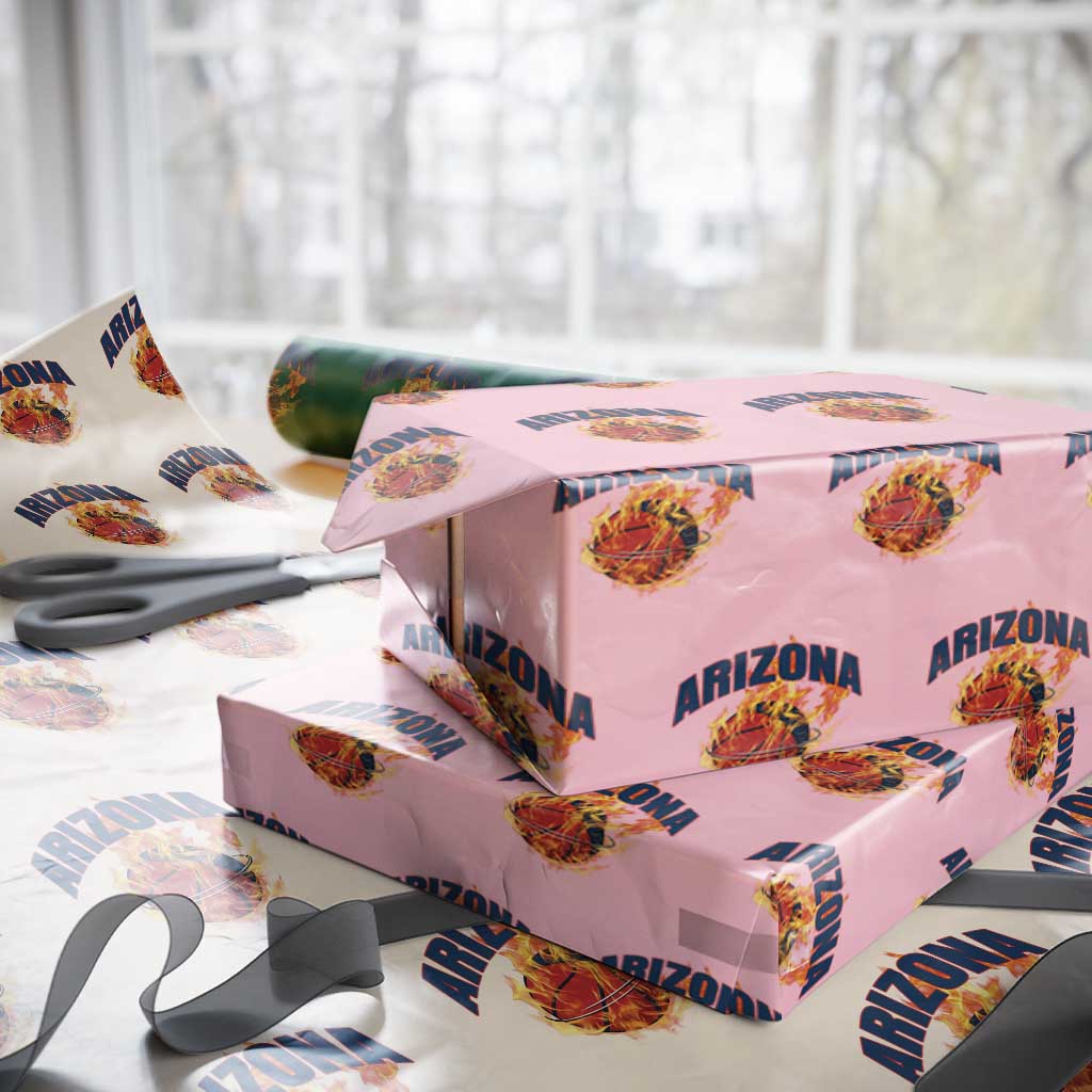 Arizona State Pride Wrapping Paper Roll Flaming Basketball Coach Gift
