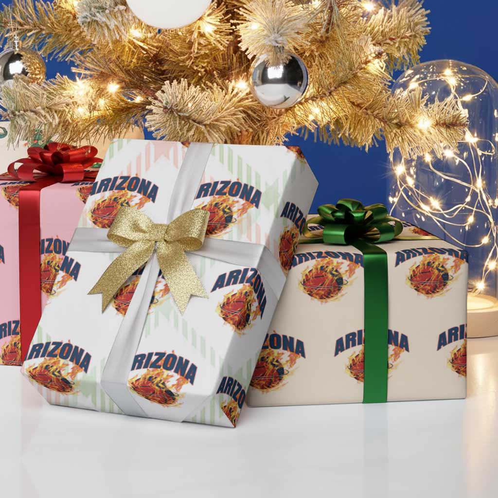 Arizona State Pride Wrapping Paper Roll Flaming Basketball Coach Gift