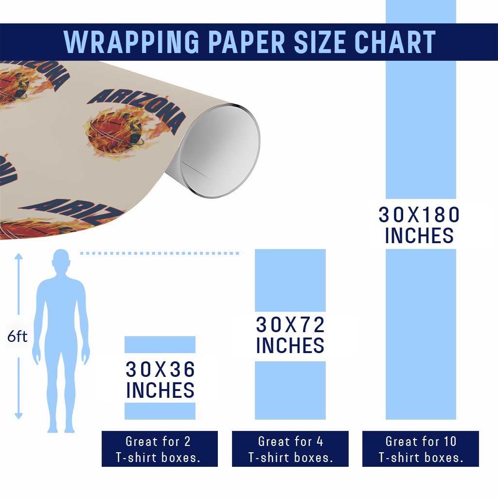 Arizona State Pride Wrapping Paper Roll Flaming Basketball Coach Gift