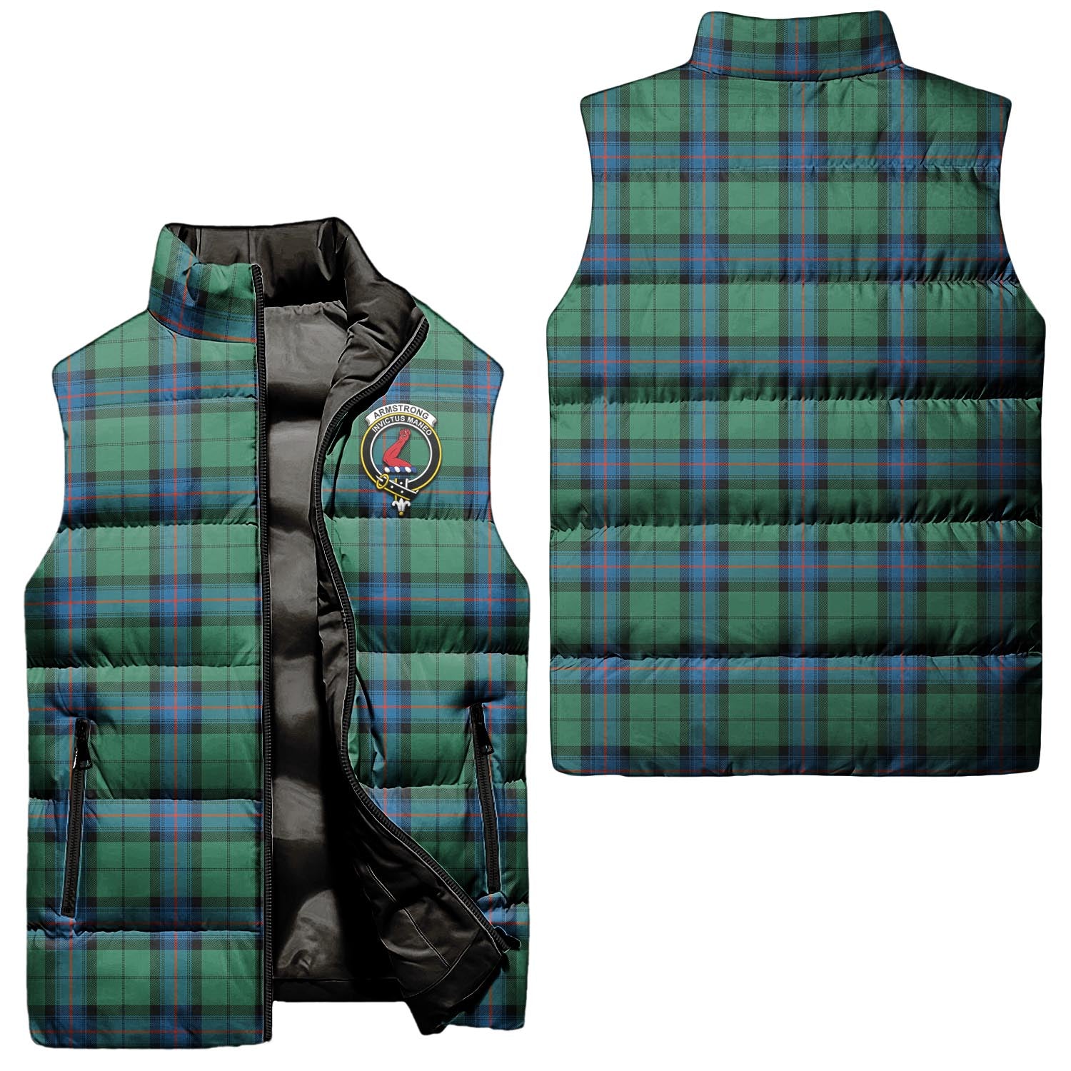 armstrong-ancient-clan-puffer-vest-family-crest-plaid-sleeveless-down-jacket