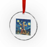 Army Christian Crystal Glass Ornament Soldier Cross Starry Night Faith Patriotic Jesus TS14