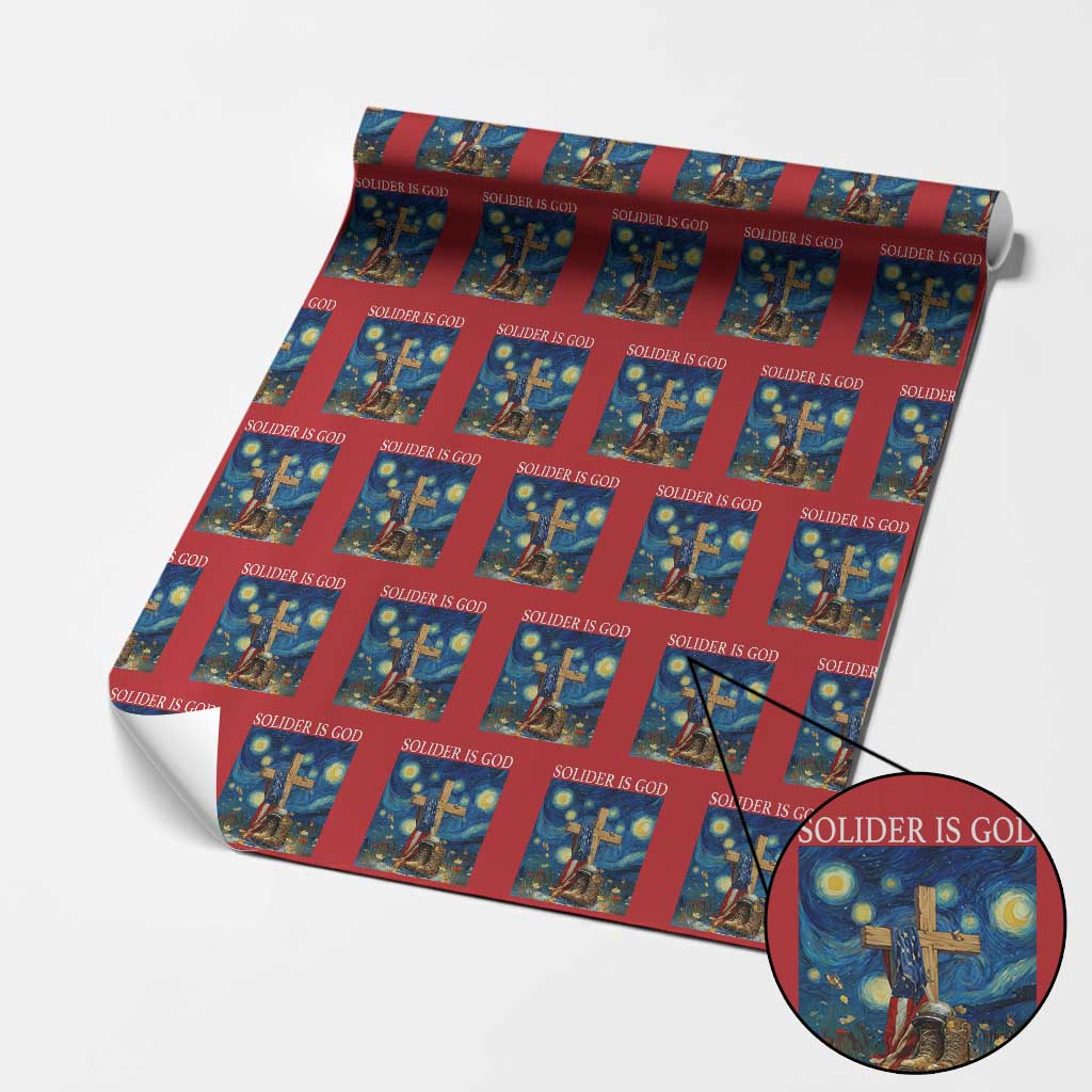 Army Christian Wrapping Paper Roll Soldier Cross Starry Night Faith Patriotic Jesus - Wonder Print Shop