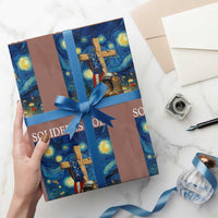 Army Christian Wrapping Paper Roll Soldier Cross Starry Night Faith Patriotic Jesus - Wonder Print Shop