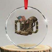 Army Military Dad Combat Boots American Flag Crystal Glass Ornament - Wonder Print Shop