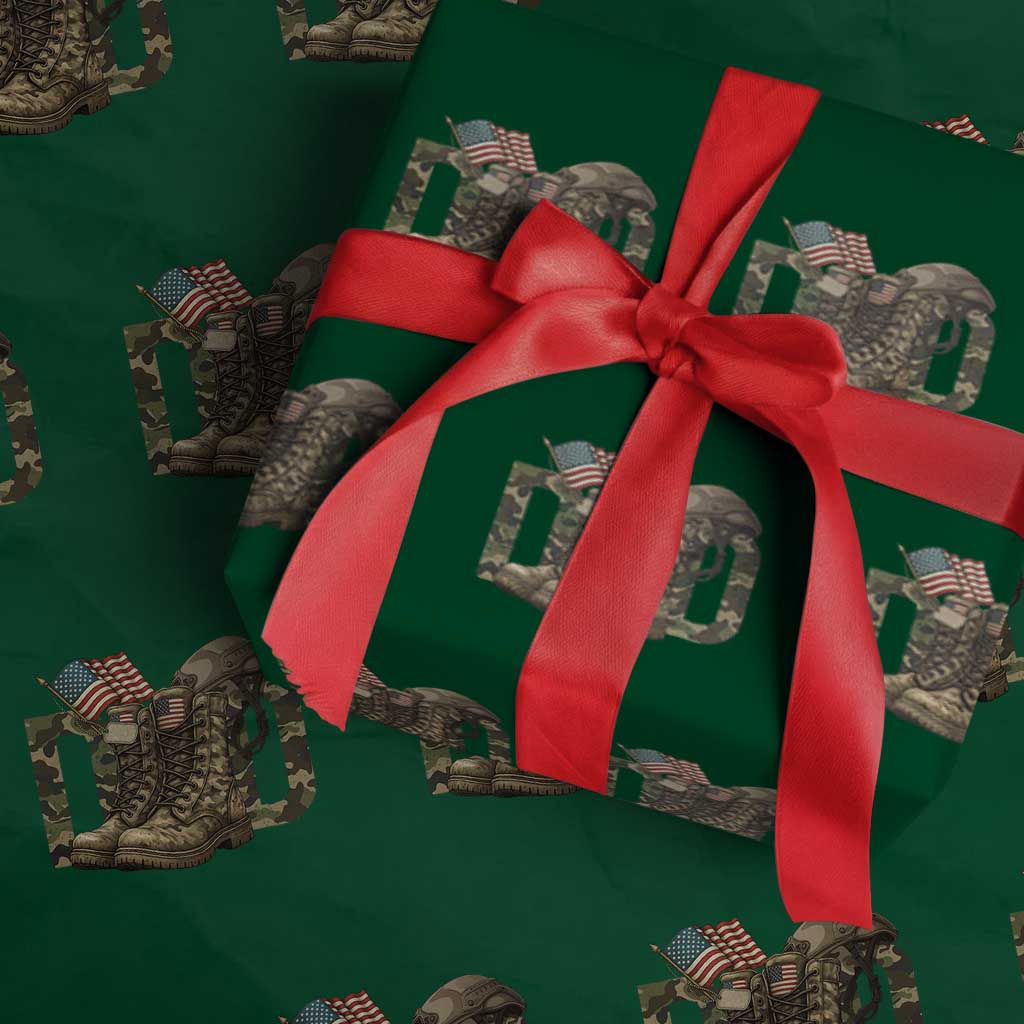 Army Military Dad Combat Boots American Flag Wrapping Paper Roll - Wonder Print Shop