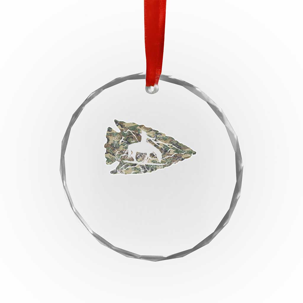 Arrowhead Hunter Native American Camouflage USA Flag Crystal Glass Ornament