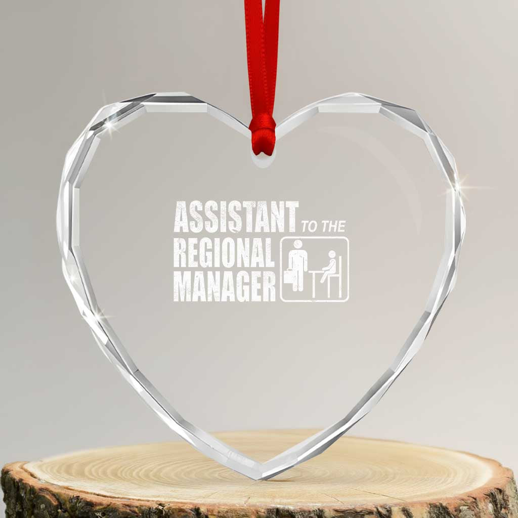 Assistant To The Regional Manager Heart Crystal Glass Ornament Funny Dad Baby Matching