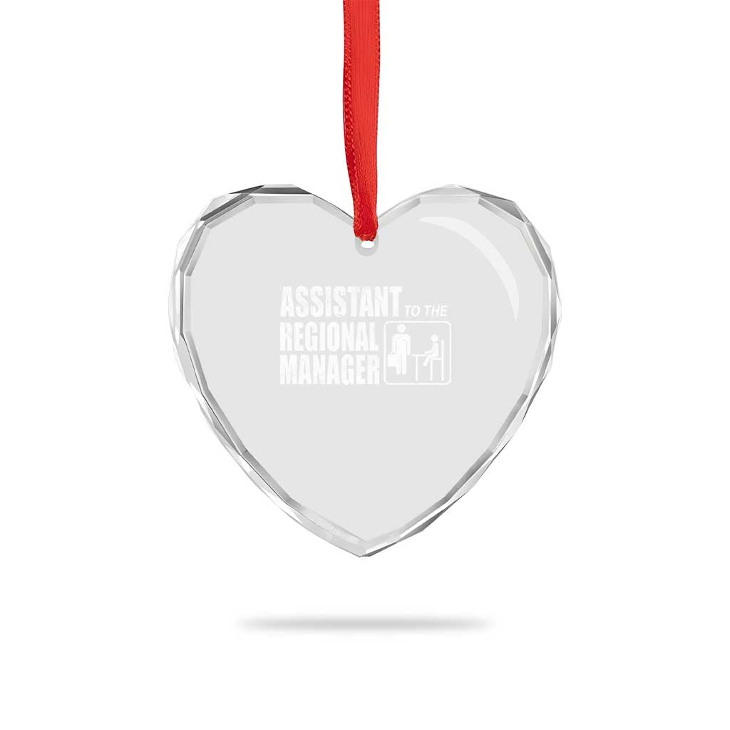Assistant To The Regional Manager Heart Crystal Glass Ornament Funny Dad Baby Matching