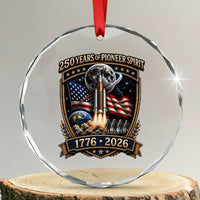 Astronaut 250 Years Of Pioneer Spirit Crystal Glass Ornament Patriotic Astronaut Graphic Gift