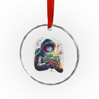 Astronaut Earth Flowers Spaceman Planet Galaxy Universe Crystal Glass Ornament