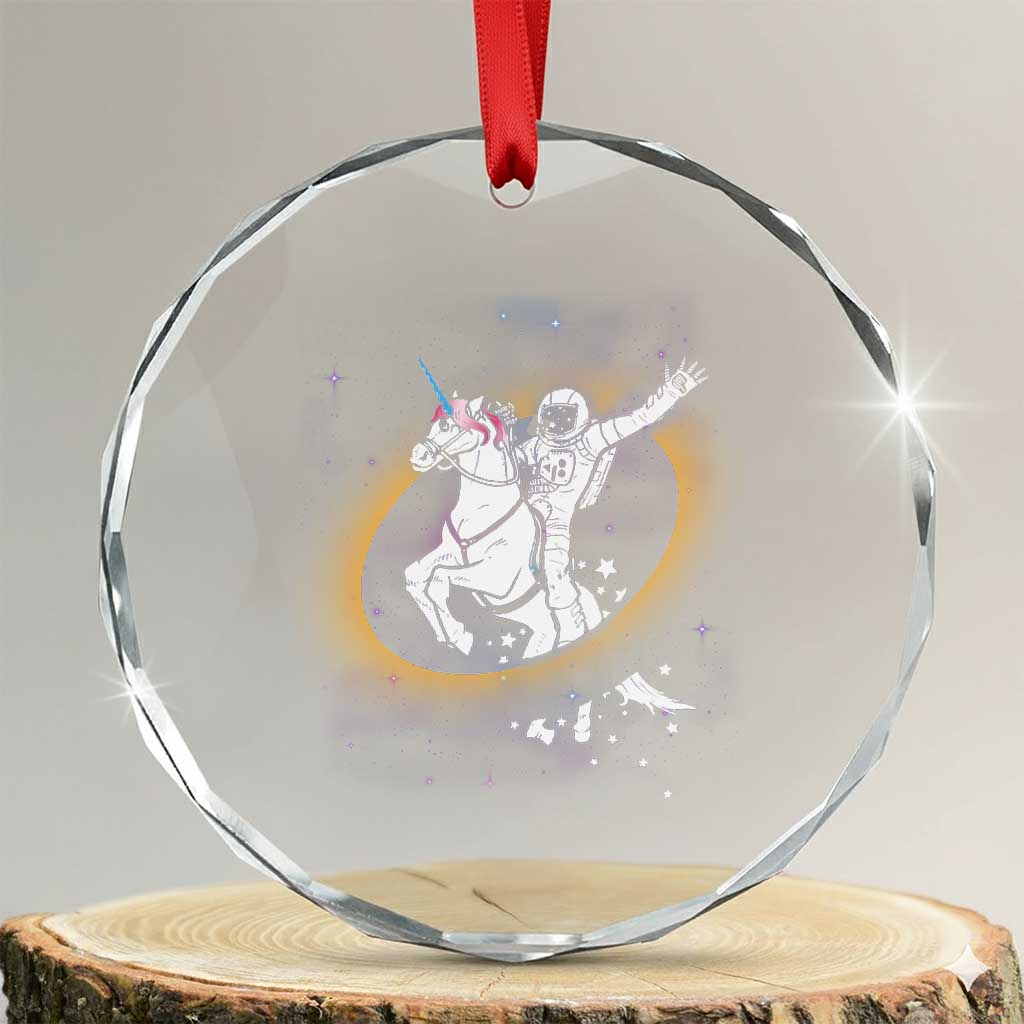Astronaut Outer Space Crystal Glass Ornament Riding Unicorn Galaxy Astrophysics Lover TS02