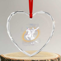 Astronaut Outer Space Heart Crystal Glass Ornament Riding Unicorn Galaxy Astrophysics Lover - Wonder Print Shop