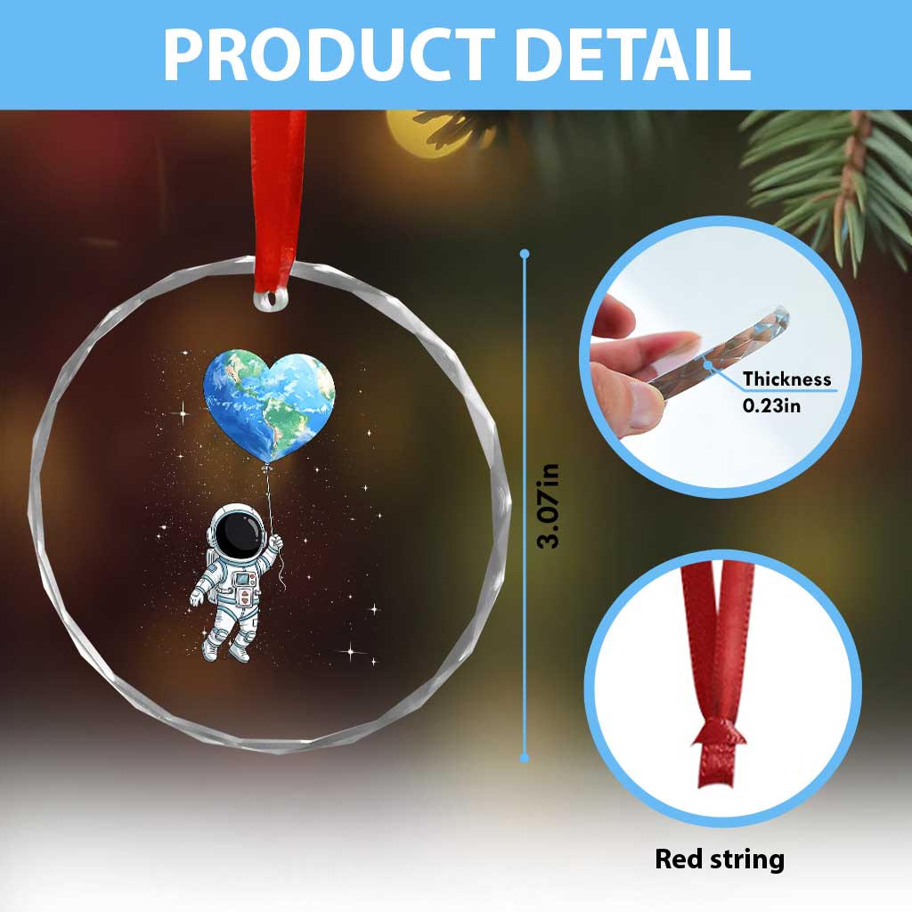 Astronaut Protect The Planet Crystal Glass Ornament Earth Day Gift