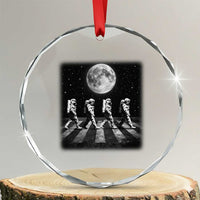 Astronauts Walking In Space Galaxy Moon Planet Crystal Glass Ornament