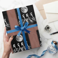 Astronauts Walking In Space Galaxy Moon Planet Wrapping Paper Roll