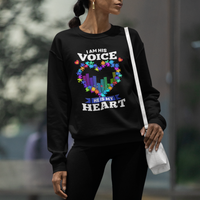 Autism Awareness Sweatshirt I Am His Voice He Is My Heart Mom Dad Parents Support - Wonder Print Shop