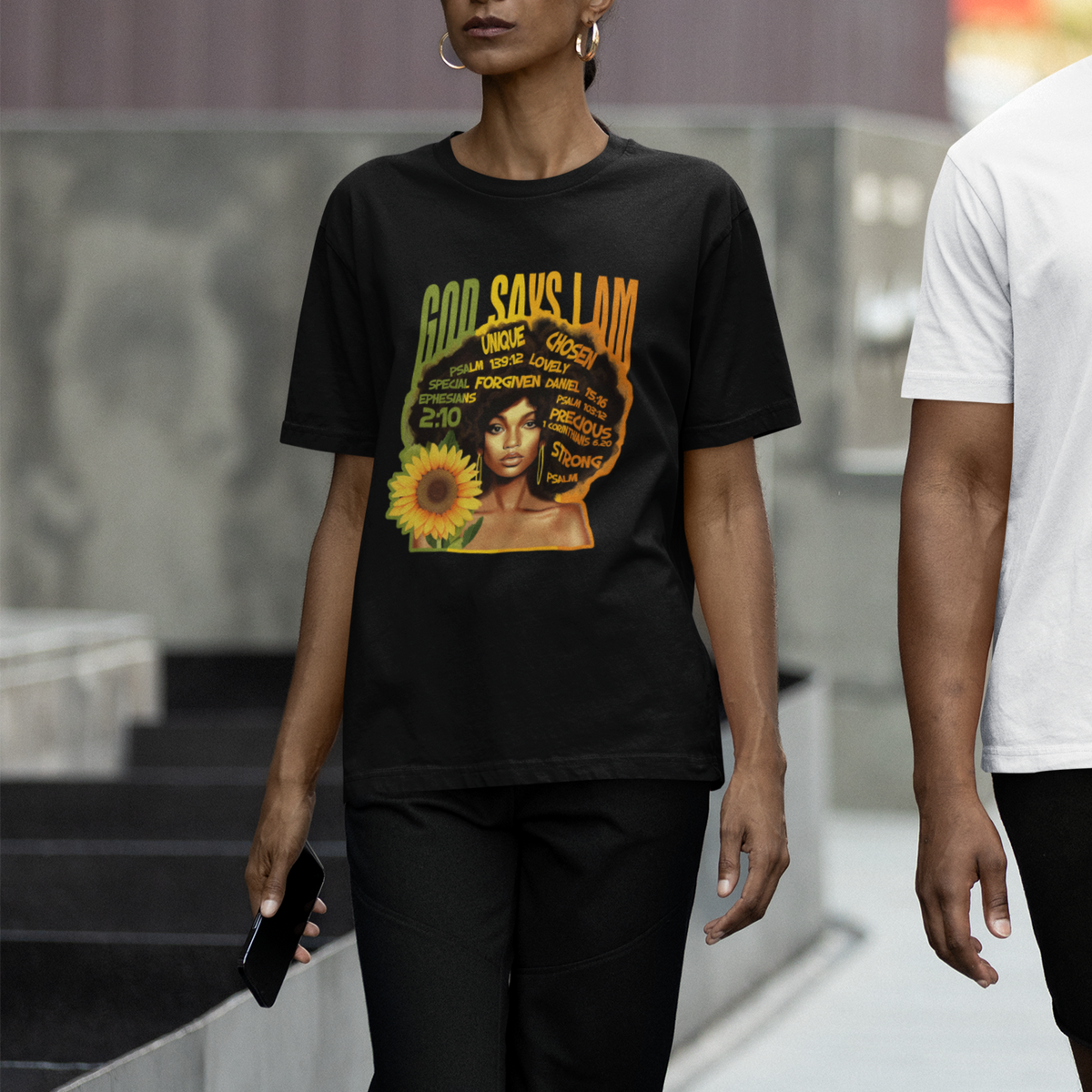 God Says I Am Melanin Strong Unique Black Women Sunflower T Shirt - Wonder Print Shop