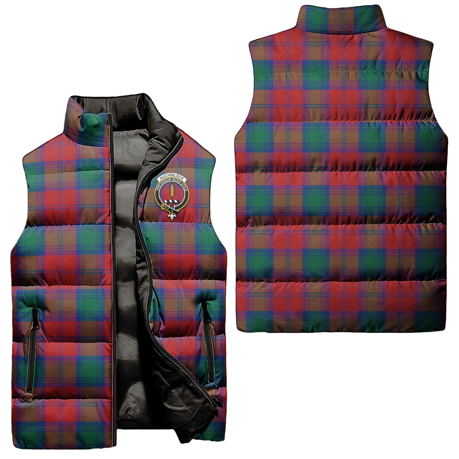 auchinleck-clan-puffer-vest-family-crest-plaid-sleeveless-down-jacket