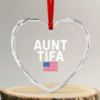 Aunt Tifa Heart Crystal Glass Ornament Funny Political Sarcasm Patriotic American Flag - Wonder Print Shop