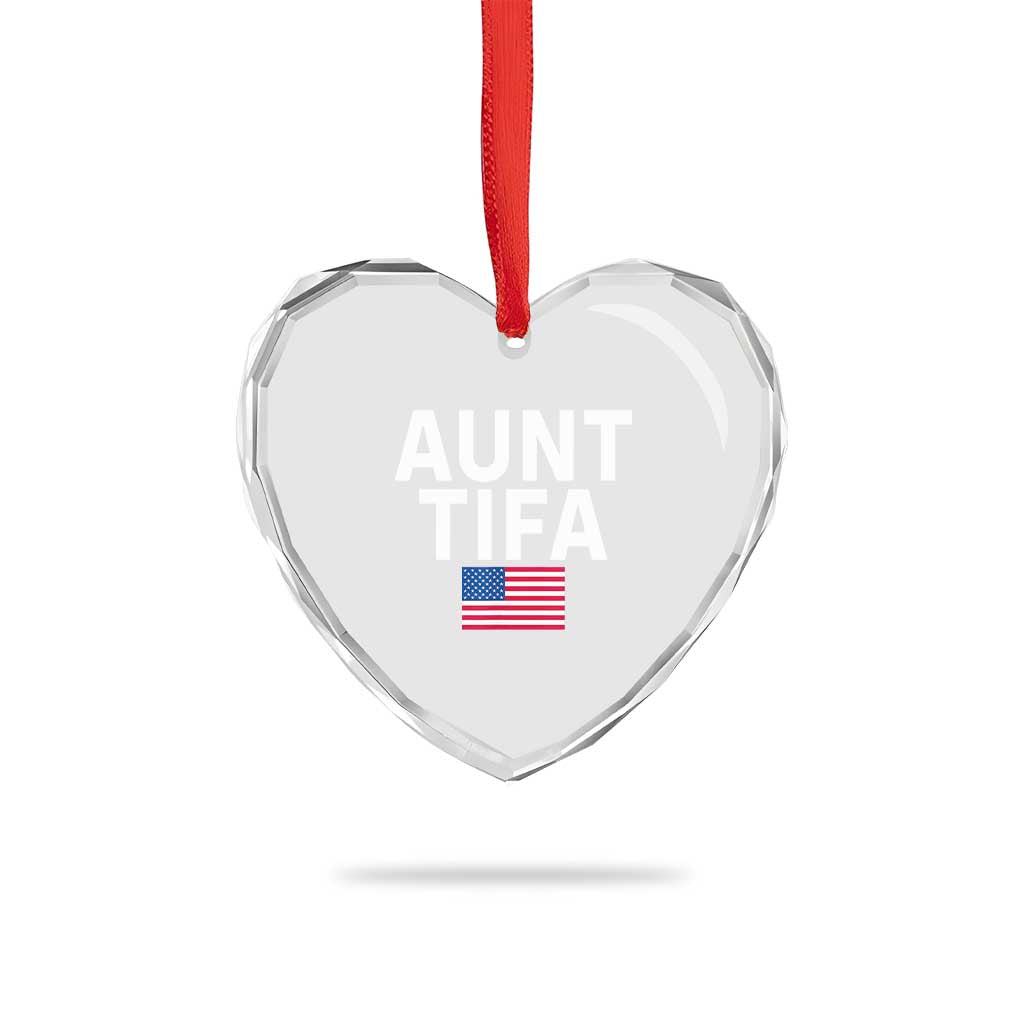 Aunt Tifa Heart Crystal Glass Ornament Funny Political Sarcasm Patriotic American Flag - Wonder Print Shop