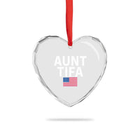 Aunt Tifa Heart Crystal Glass Ornament Funny Political Sarcasm Patriotic American Flag - Wonder Print Shop