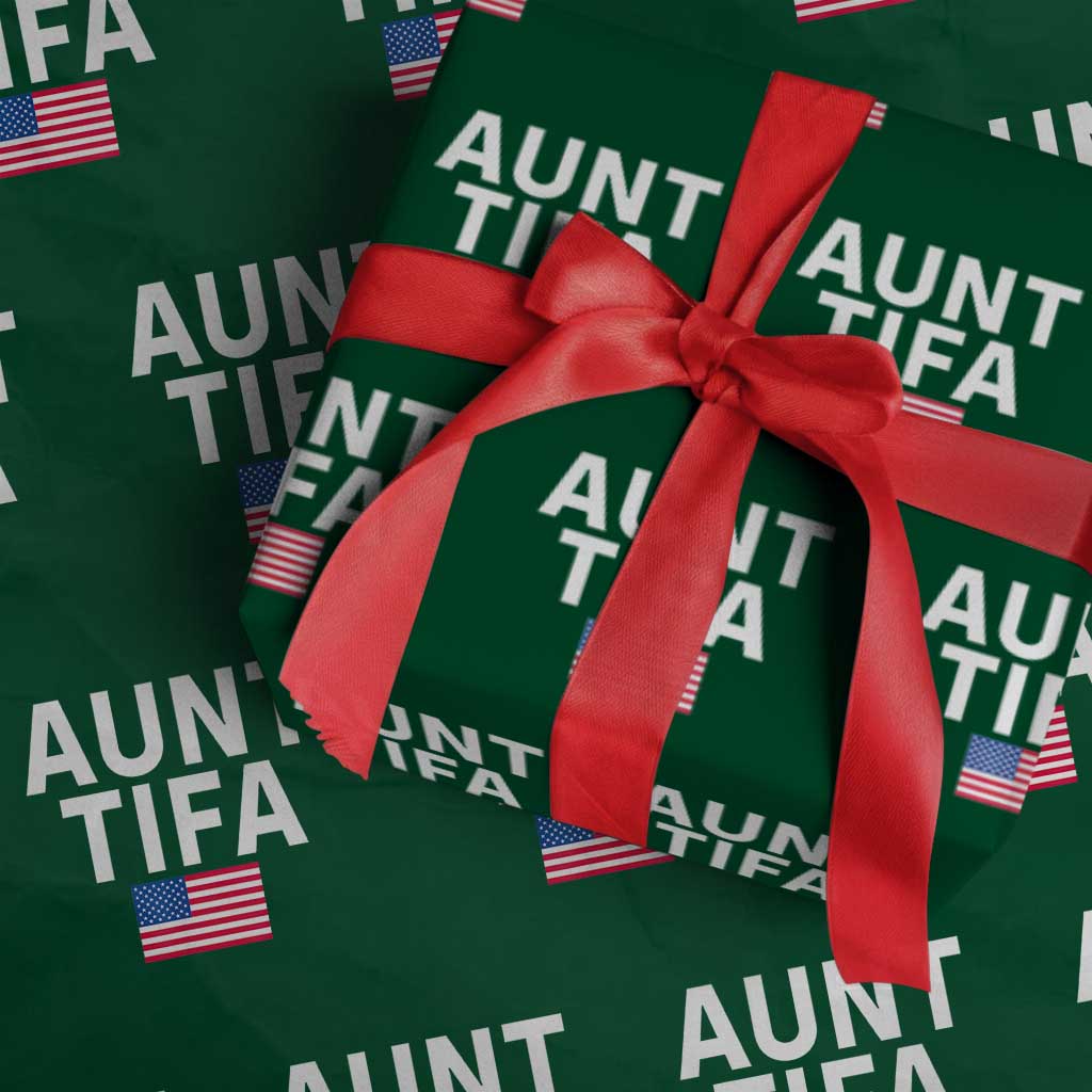 Aunt Tifa Wrapping Paper Roll Funny Political Sarcasm Patriotic American Flag - Wonder Print Shop